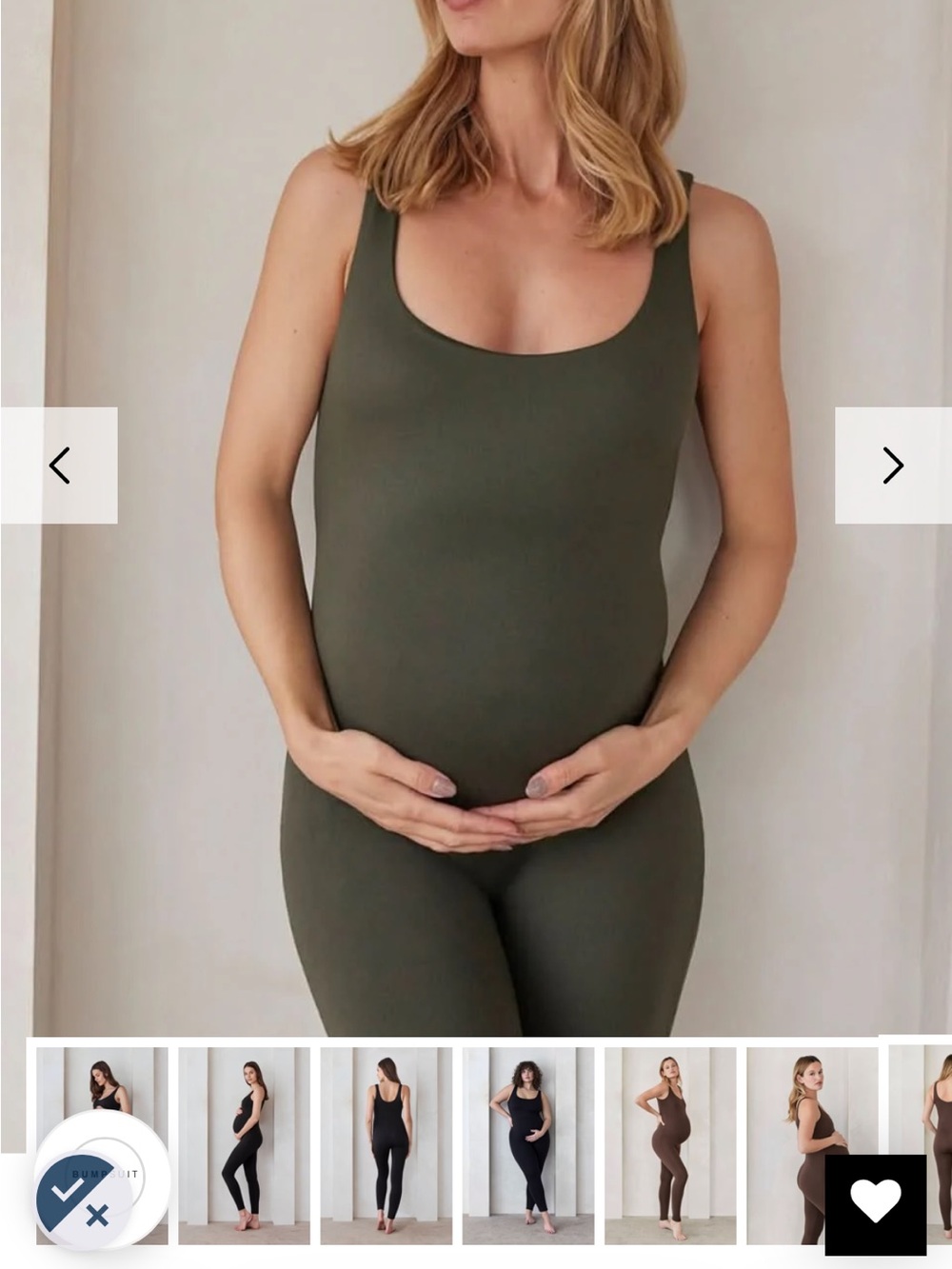 Women's Maternity Olive Bumpsuit